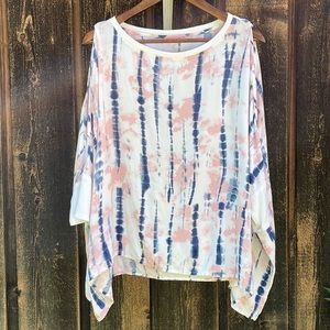 Tie Dye Juicy Couture Cold Shoulder Poncho Top BatWing Sleeve Sz L
